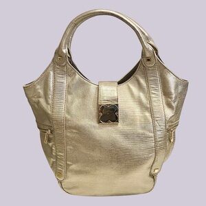 Liz Claiborne Metallic Gold Tote Shoulder Bag